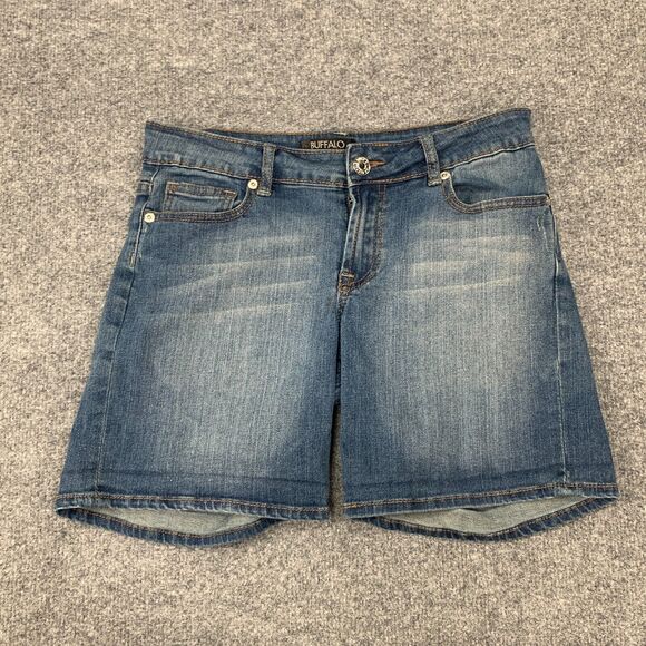 Buffalo David Bitton Pete Shorts Women 26 Denim Wide Leg Stretch Bermuda Zip Fly - Picture 2 of 10